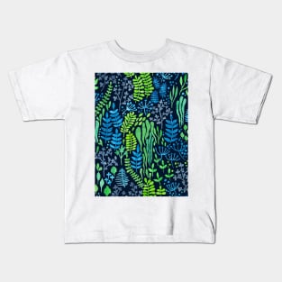 Watercolor floral doodles dark background Kids T-Shirt